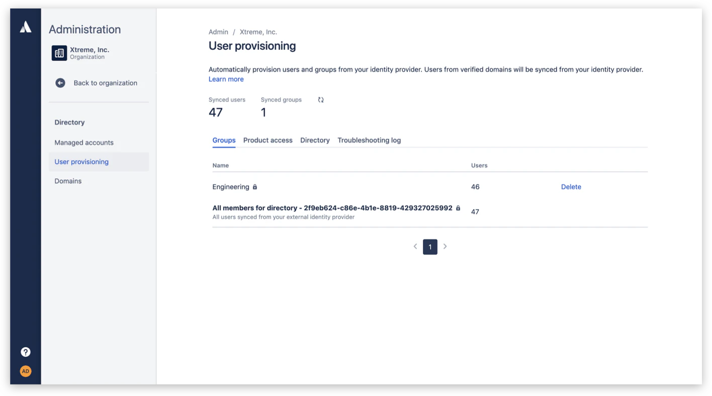 screenshot of Atlassian Access